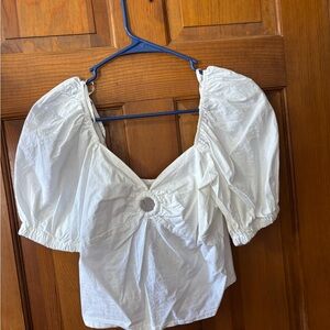 White Puff Sleeve Women's Top